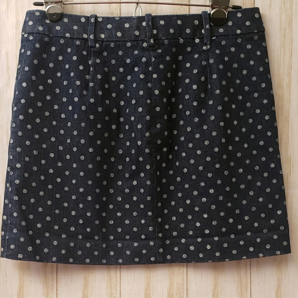 J. Crew Polka Dots Denim Skirt, Size 0
